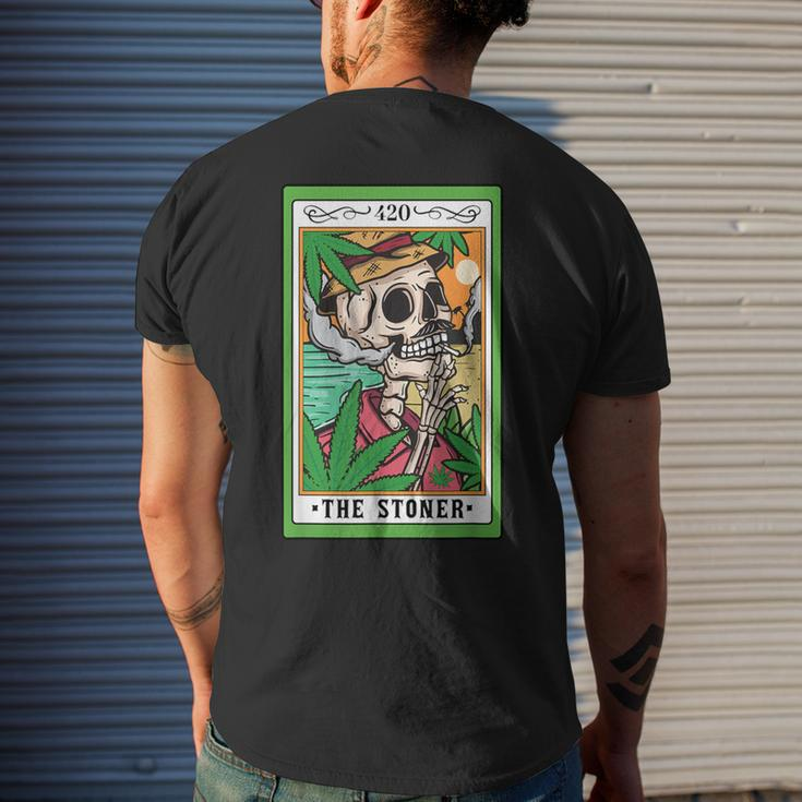 The Stoner Tarot Card Skeleton Cannabis Weed Lover Marijuana Men's T-shirt Back Print Gifts for Him