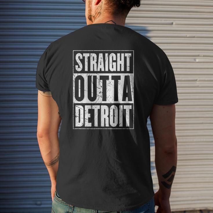 Straight Outta Detroit Motor City Distressed Look Mens Back Print T-shirt Gifts for Him