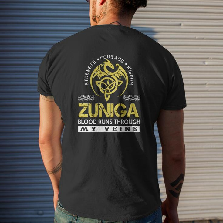 Strength Courage Wisdom Zuniga Blood Runs Through My Veins Name Shirts Mens Back Print T-shirt Gifts for Him