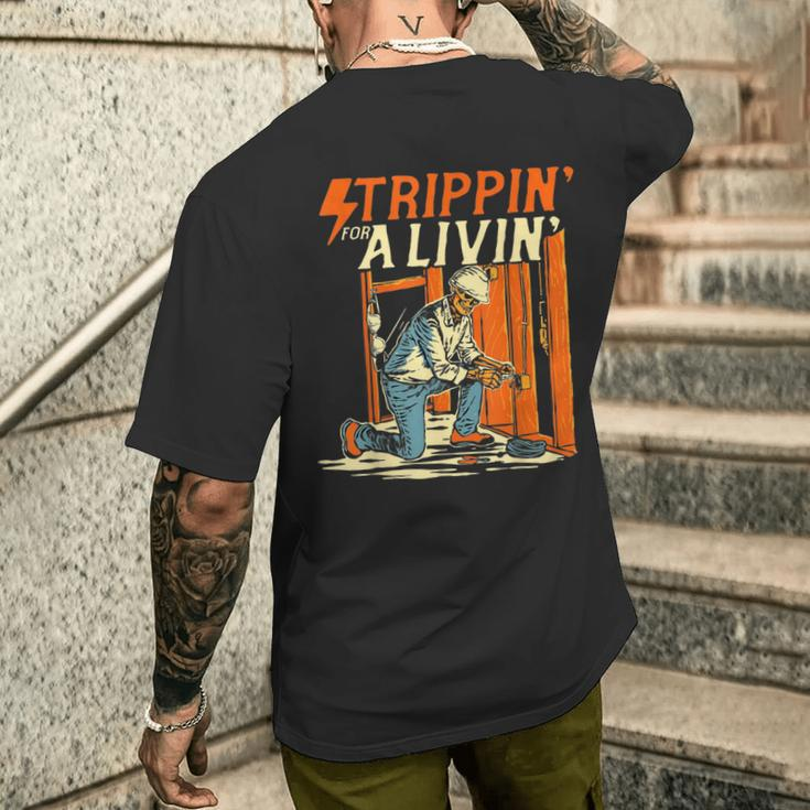 Stripping For A Living Electrician Work Powerline Electrical Men's T-shirt Back Print Gifts for Him