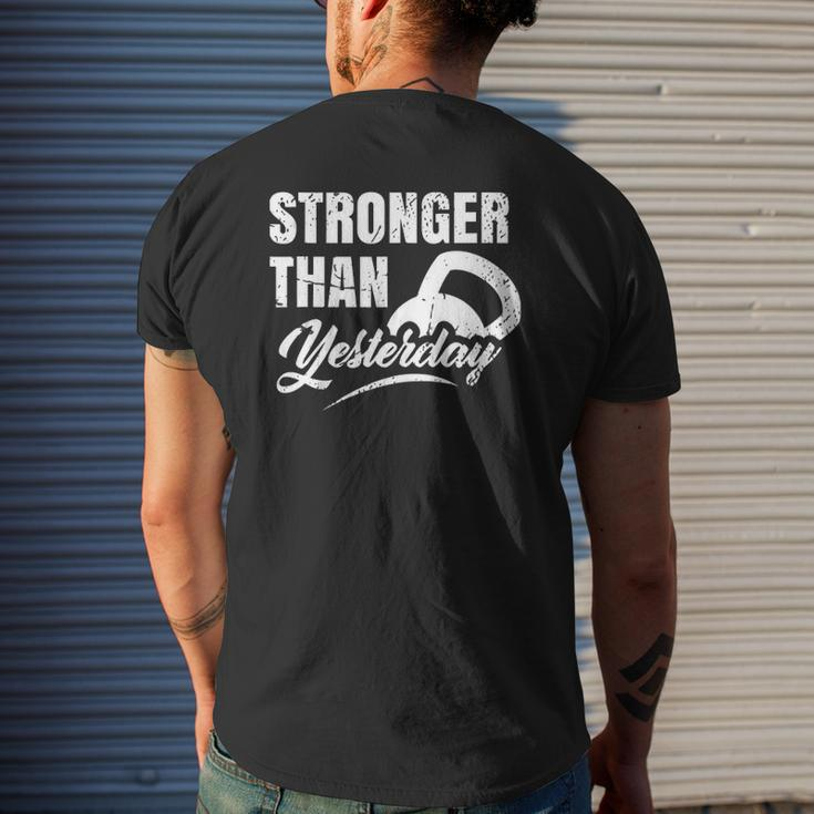 Stronger Than Yesterday Gym Workout Motivation Fitness Mens Back Print T-shirt Gifts for Him