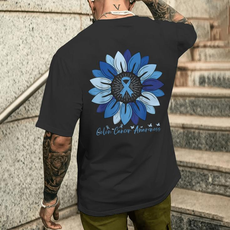 Sunflower Colon Cancer Awareness Month Men's T-shirt Back Print Gifts for Him