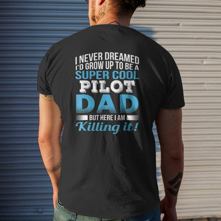 Super Cool Pilot Dad Father's Day Mens Back Print T-shirt Gifts for Him