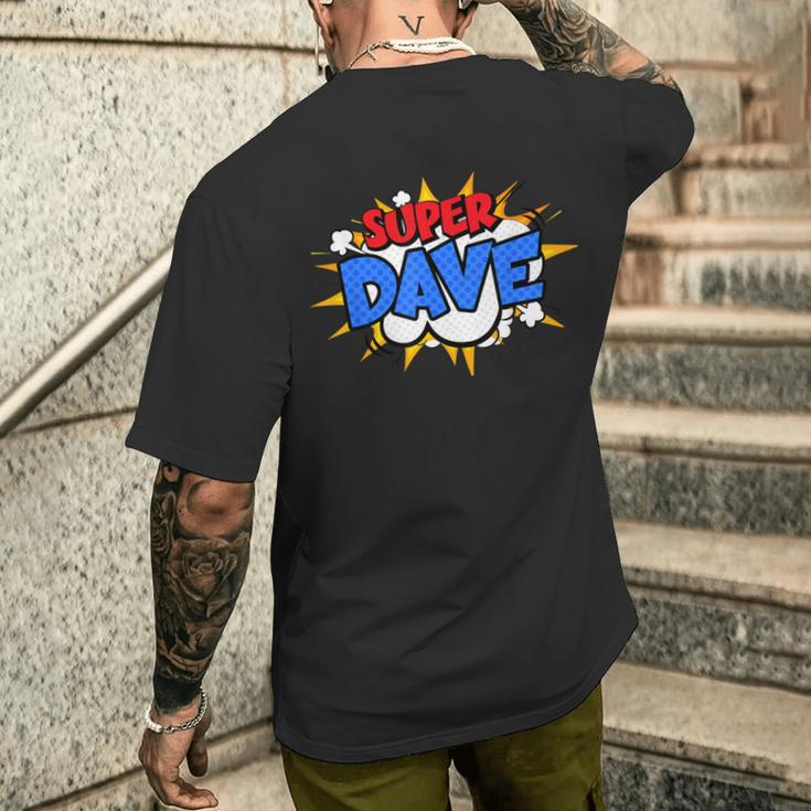 Super Dave Comic Cartoon Fathers Day Personalized Name Men's T-shirt Back Print Gifts for Him