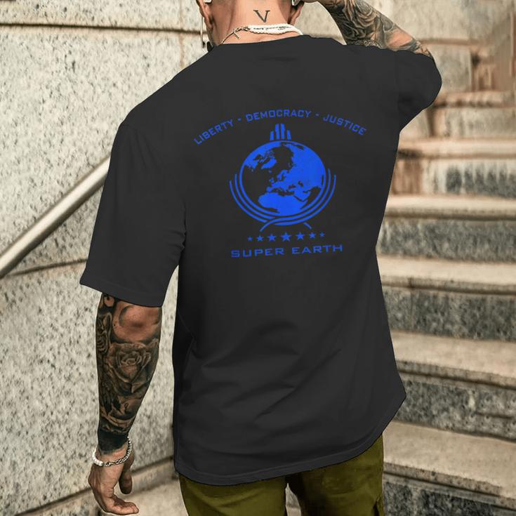 Super Earth Stürzt Sich In Die Hölleum Die Freiheit Zu Find T-Shirt mit Rückendruck Geschenke für Ihn