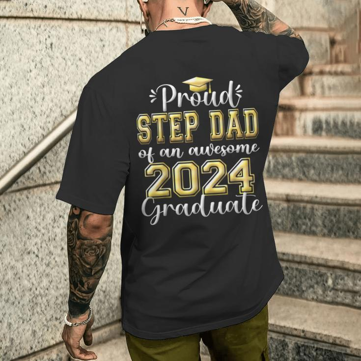 Super Proud Step Dad Of 2024 Graduate Awesome Family College Men's T-shirt Back Print Gifts for Him