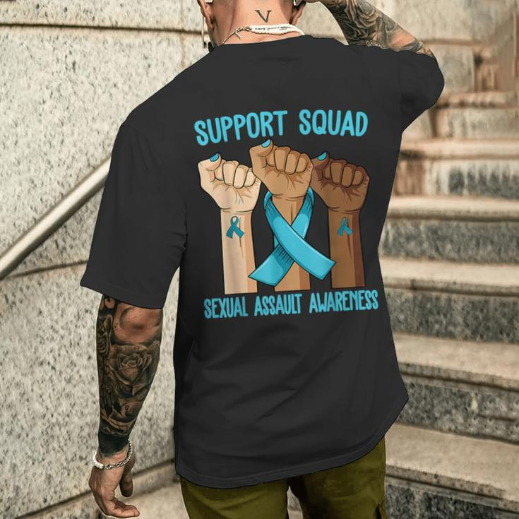 Support Squad Ribbon Sexual Assault Awareness Men's T-shirt Back Print Gifts for Him