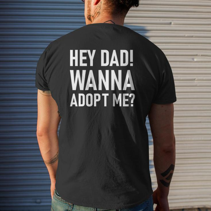 Suprise Your Step Daddy Father's Day Hey Dad Wanna Adopt Me Mens Back Print T-shirt Gifts for Him