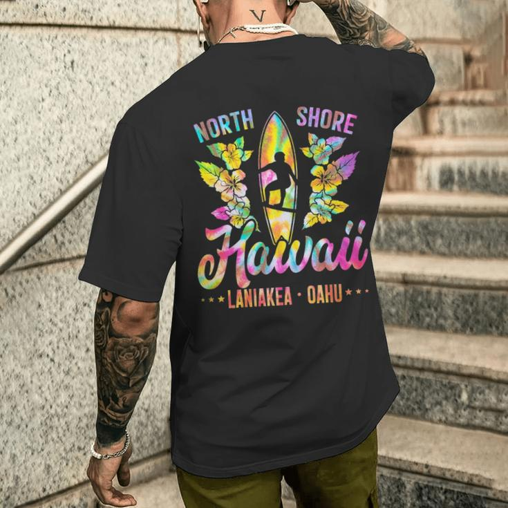 Surfer Tie Dye Hawaii North Shore Oahu Hawaiian Men's T-shirt Back Print Gifts for Him