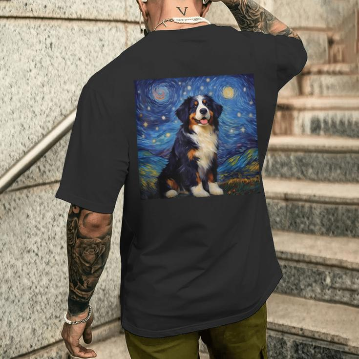 Surreal Starry Night Bernese Mountain Dog Men's T-shirt Back Print Gifts for Him