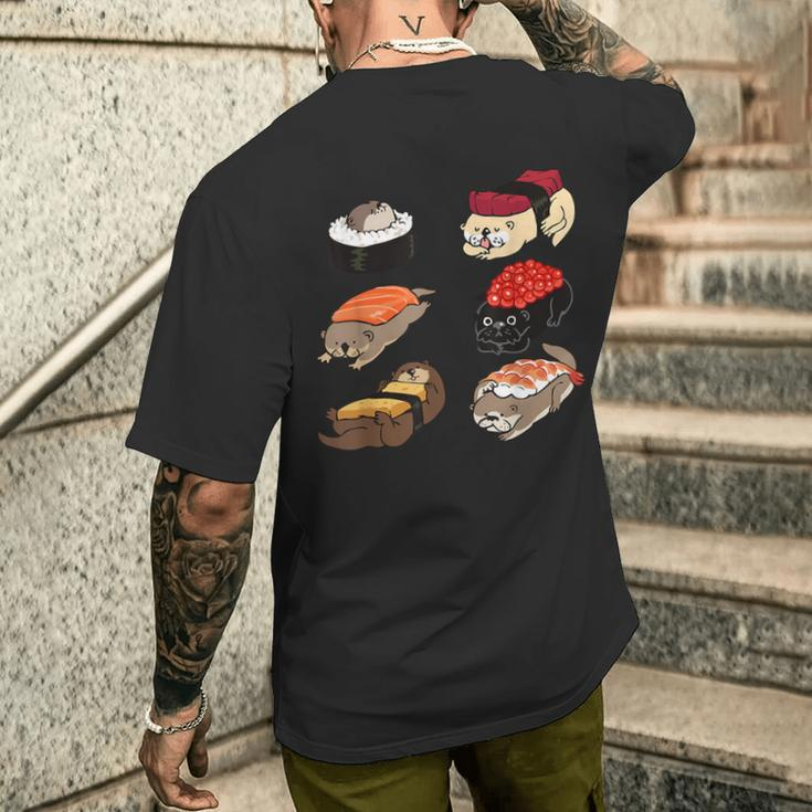 Sushi Otter T-Shirt mit Rückendruck Geschenke für Ihn