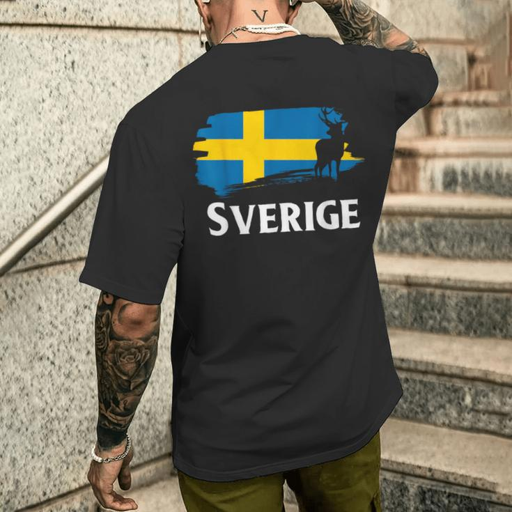 Sweden Sweden Elk Viking Scandinavia Sverige Norden T-Shirt mit Rückendruck Geschenke für Ihn