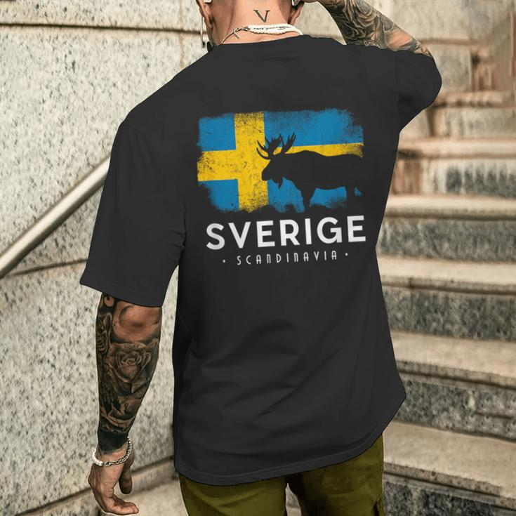 Sweden Scandinavia Swedish Elk Bull Midsomar Sverige T-Shirt mit Rückendruck Geschenke für Ihn