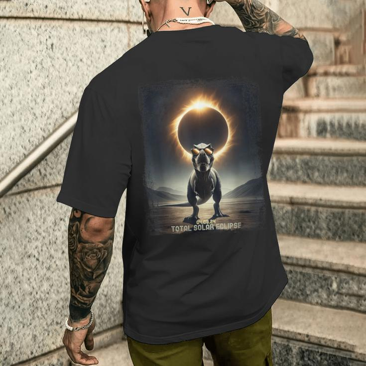 T-Rex Dinosaur Totality April 8 2024 Total Solar Eclipse Men's T-shirt Back Print Gifts for Him