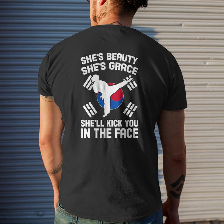Taekwondo-She's Beauty She's Grace She'll Kick You In The Face Mens Back Print T-shirt Gifts for Him