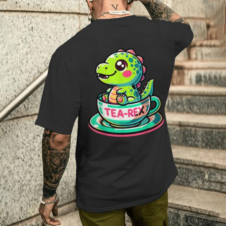 Tea-Rex Cute T-Rex Dinosaur Lover Kawaii Dino Men's T-shirt Back Print Gifts for Him