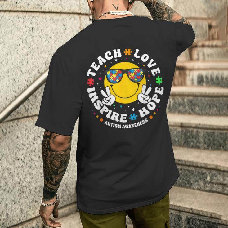 Teach Hope Love Inspire Autism Awareness For Teachers Men's T-shirt Back Print Gifts for Him