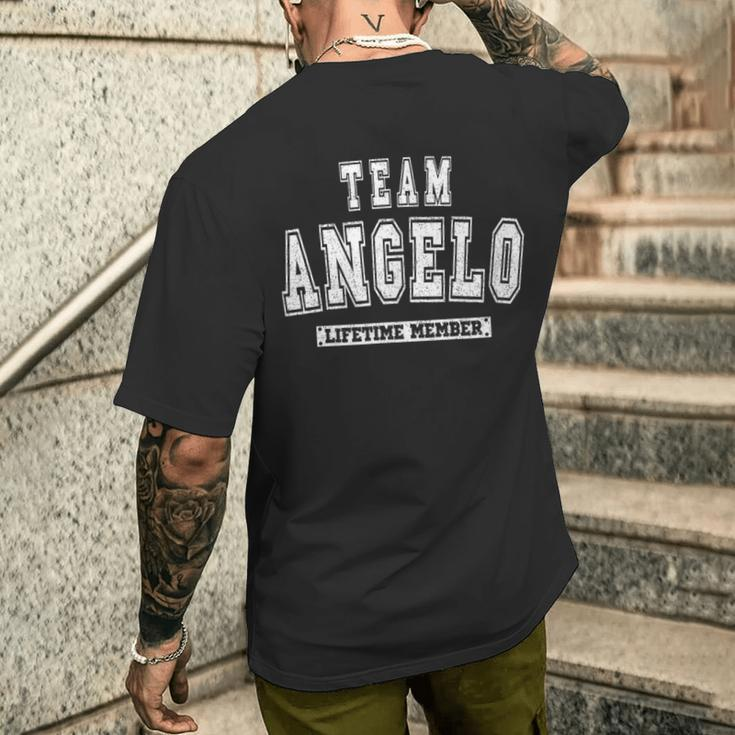 Team Angelo Lifetime Member Family Last Name Men's T-shirt Back Print Gifts for Him