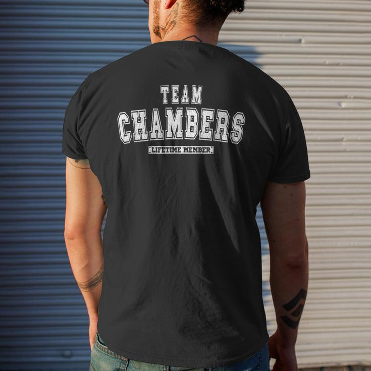 Team Chambers Lifetime Member Family Last Name Mens Back Print T-shirt Gifts for Him