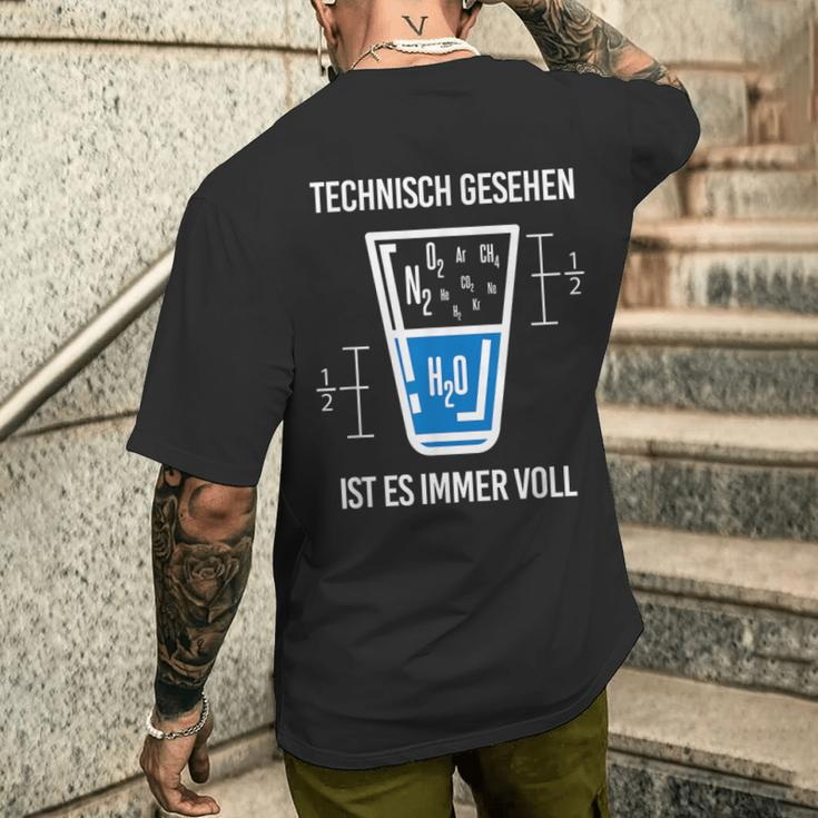 Technisch Gesehen Immer Voll Chemiker Chemie Science Black T-Shirt mit Rückendruck Geschenke für Ihn