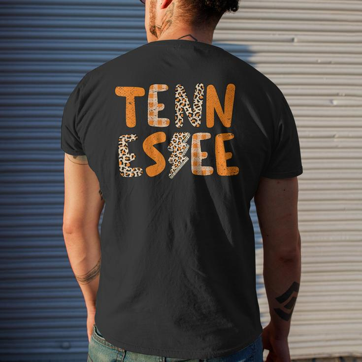 Tennessee State Flag Orange Plaid Leopard Tn Men's T-shirt Back Print Gifts for Him