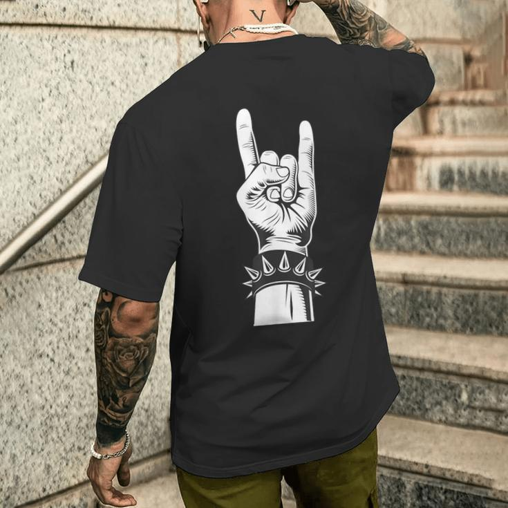 Teufelsgruß French Friesfork Metalhand & Roll Rocker T-Shirt mit Rückendruck Geschenke für Ihn