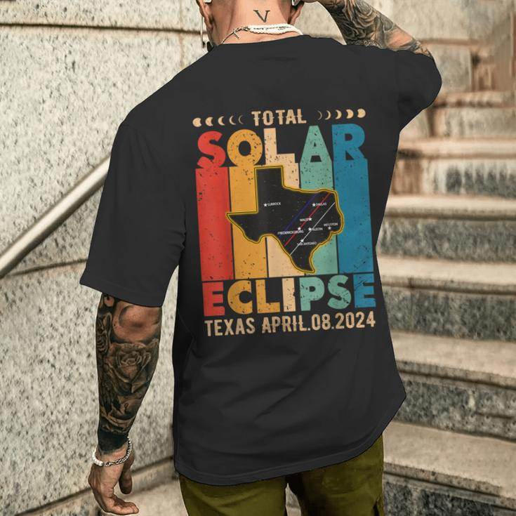 Texas Solar Eclipse Path 2024 Vintage Solar Eclipse In Texas Men's T-shirt Back Print Gifts for Him