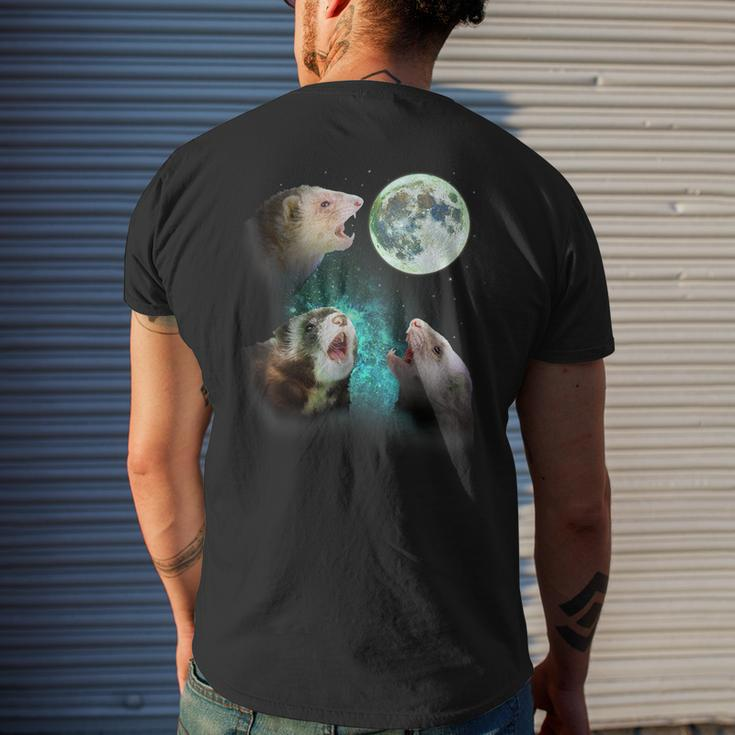 Three Ferrets Howl At Moon 3 Wolfs Wolves Parody Men's T-shirt Back Print Gifts for Him