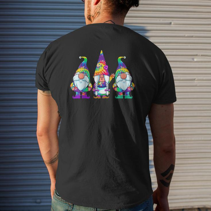 Three Hippie Gnomes Tie Dye Retro Vintage Hat Peace Gnome Raglan Baseball Tee Mens Back Print T-shirt Gifts for Him