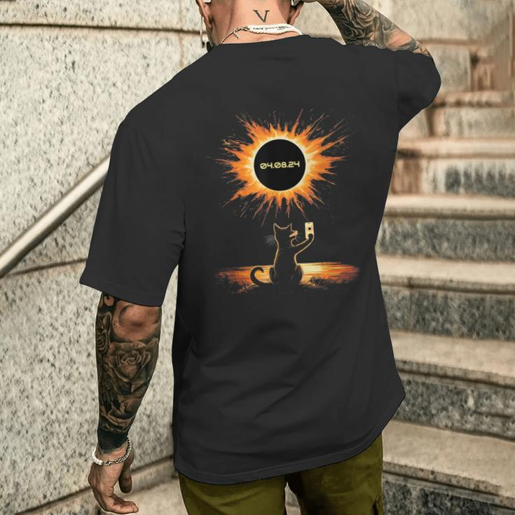 Total Solar Eclipse 2024 April 8 Cat America Totality Men's T-shirt Back Print Gifts for Him