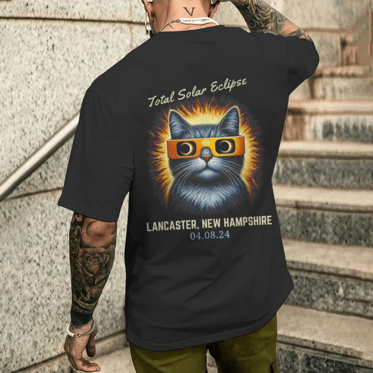 Total Solar Eclipse 2024 Lancaster New Hampshire Cat Lover Men's T-shirt Back Print Gifts for Him