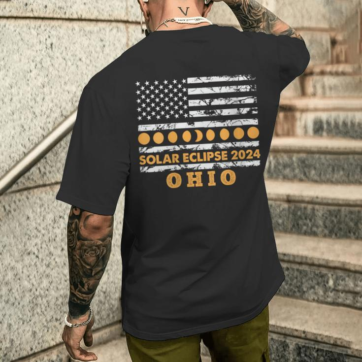 Total Solar Eclipse 2024 Ohio America Usa Flag Totality Men's T-shirt Back Print Gifts for Him