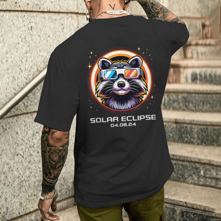 Total Solar Eclipse 2024 Raccoon Totality Cute Matching Men's T-shirt Back Print Gifts for Him