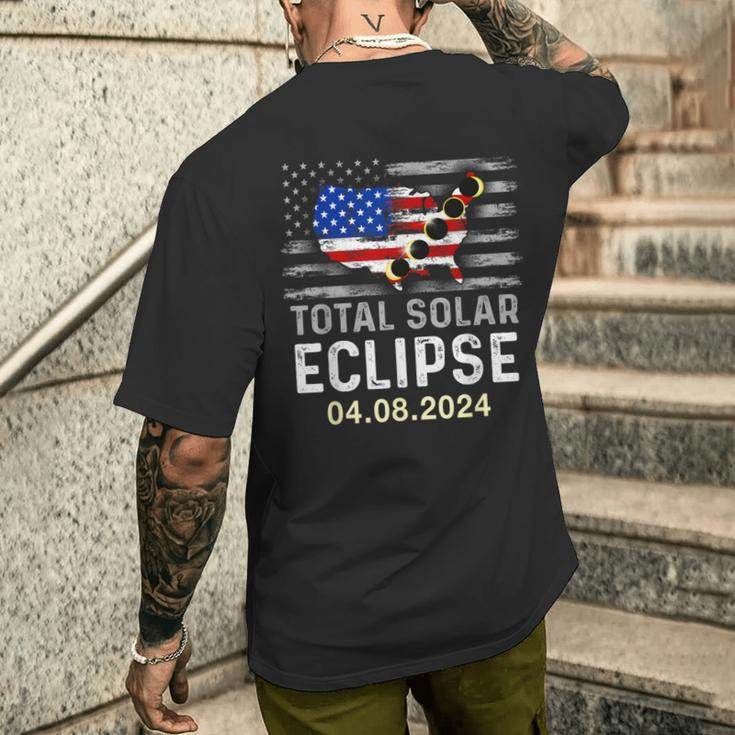 Total Solar Eclipse 2024 Eclipse Usa American Patriotic Flag Men's T-shirt Back Print Gifts for Him