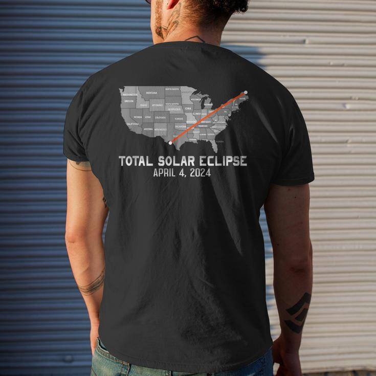 Total Solar Eclipse 4 8 2024 American Map Path Of Totality Men's T-shirt Back Print Gifts for Him