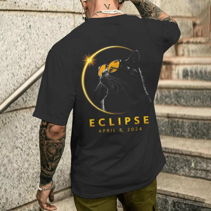 Total Solar Eclipse April 08 2024 Totality Cat Lovers Men's T-shirt Back Print Gifts for Him