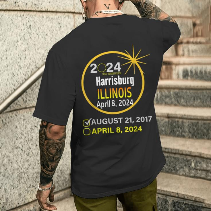 Total Solar Eclipse April 8 2024 Illinois Harrisburg Men's T-shirt Back Print Gifts for Him