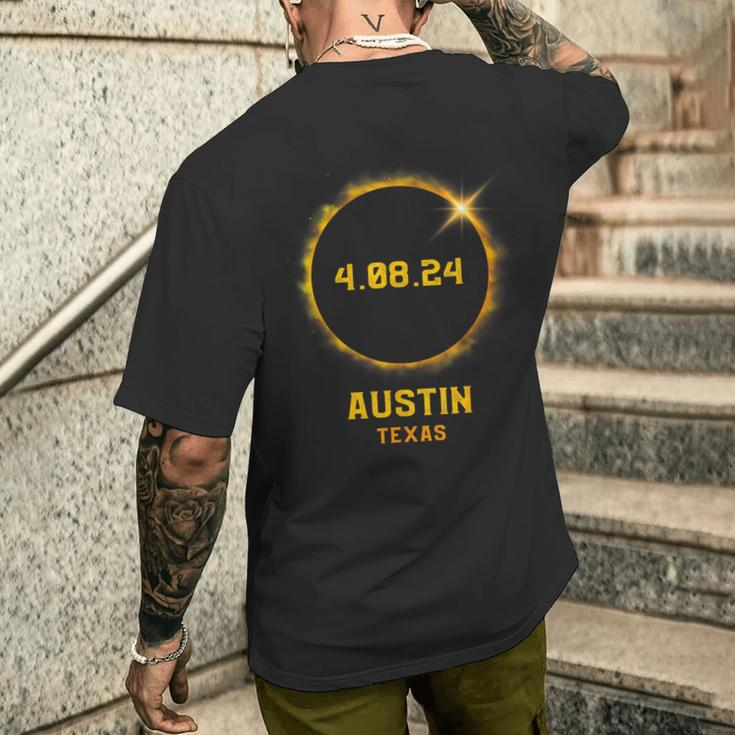 Total Solar Eclipse Spring April 8 2024 Austin Texas Men's T-shirt Back Print Gifts for Him