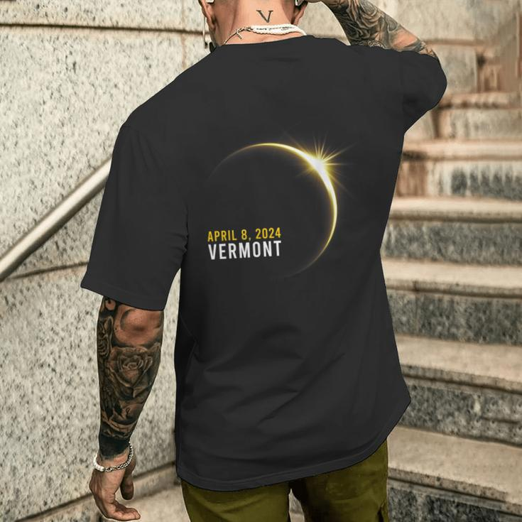 Totality 04 08 24 Total Solar Eclipse 2024 Vermont Men's T-shirt Back Print Gifts for Him