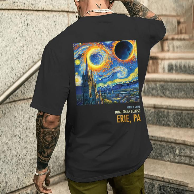 Totality Total Solar Eclipse 04 8 2024 Erie Pa Starry Night Men's T-shirt Back Print Gifts for Him