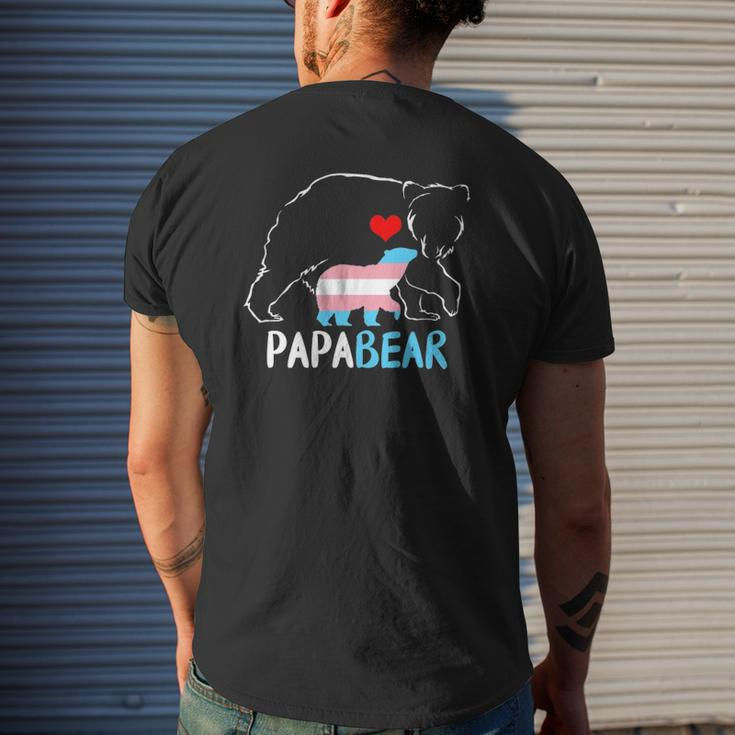 Trans Papa Bear Proud Dad Rainbow Transgender Father's Day Mens Back Print T-shirt Gifts for Him