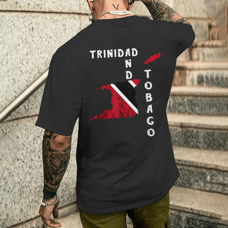 Trinidad And Tobago Map Pride Trinidadian Roots Flag Men's T-shirt Back Print Gifts for Him