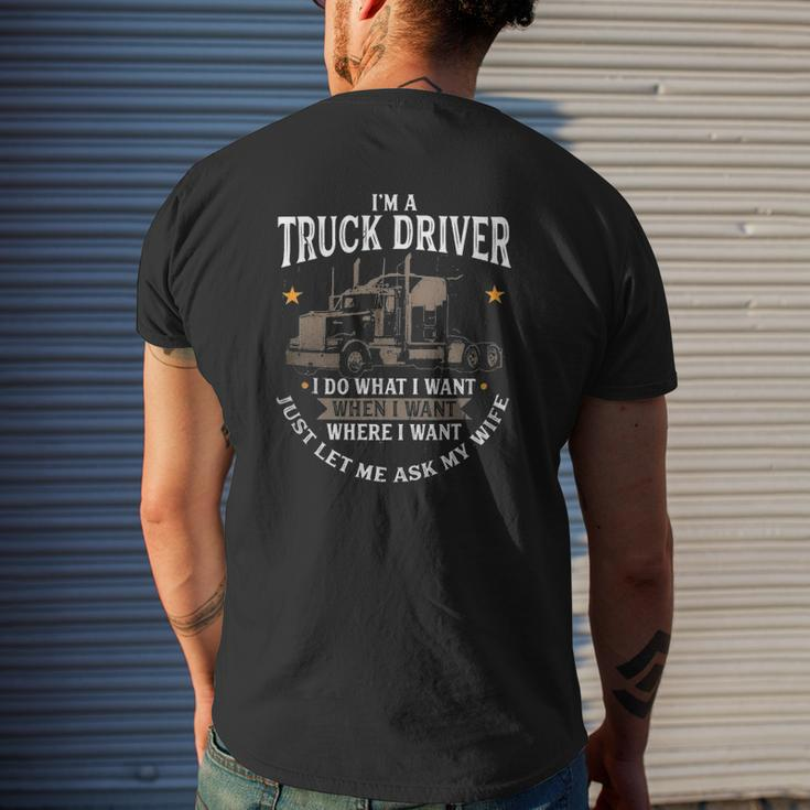 Truck Trucker Wife Big Rig96 Driver Truckin Mens Back Print T-shirt Gifts for Him