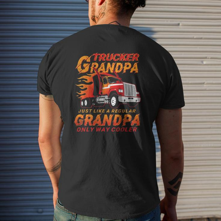 Trucker Grandpa Way Cooler Granddad Grandfather Truck Driver Mens Back Print T-shirt Gifts for Him