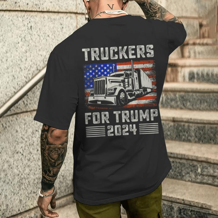 Truckers For Trump American Flag Trump 2024 Vintage Men's T-shirt Back Print Gifts for Him