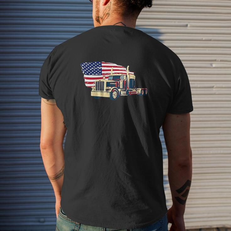 Trucks Truck Driver Semi Truck Driver American Trucker Mens Back Print T-shirt Gifts for Him