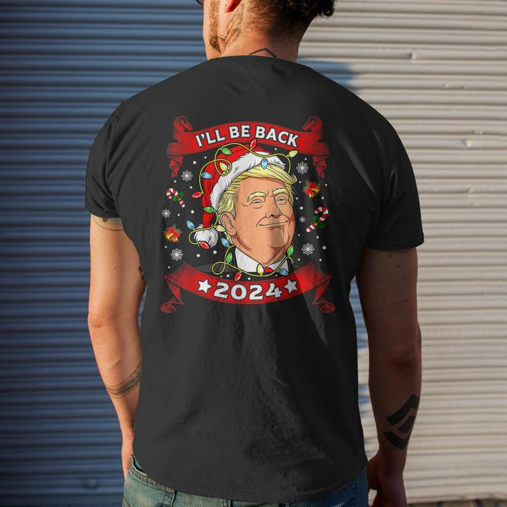 Trump Merry Christmas I'll Be Back Trump 2024 Santa Claus Mens Back Print T-shirt Gifts for Him