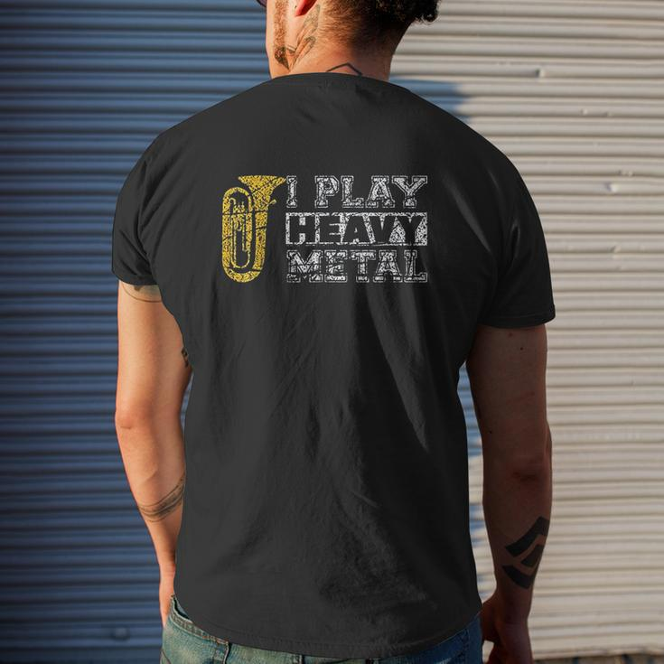 Tuba I Play Heavy Metal Band Distressed Band Mens Back Print T-shirt Gifts for Him
