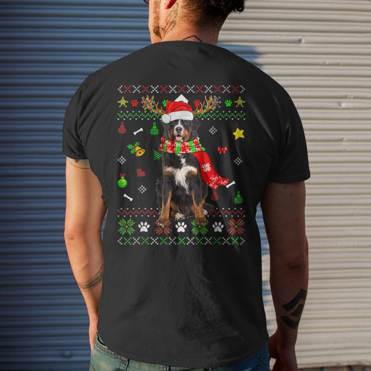 Ugly Sweater Christmas Bernese Mountain Dog Xmas Pajama Mens Back Print T-shirt Gifts for Him