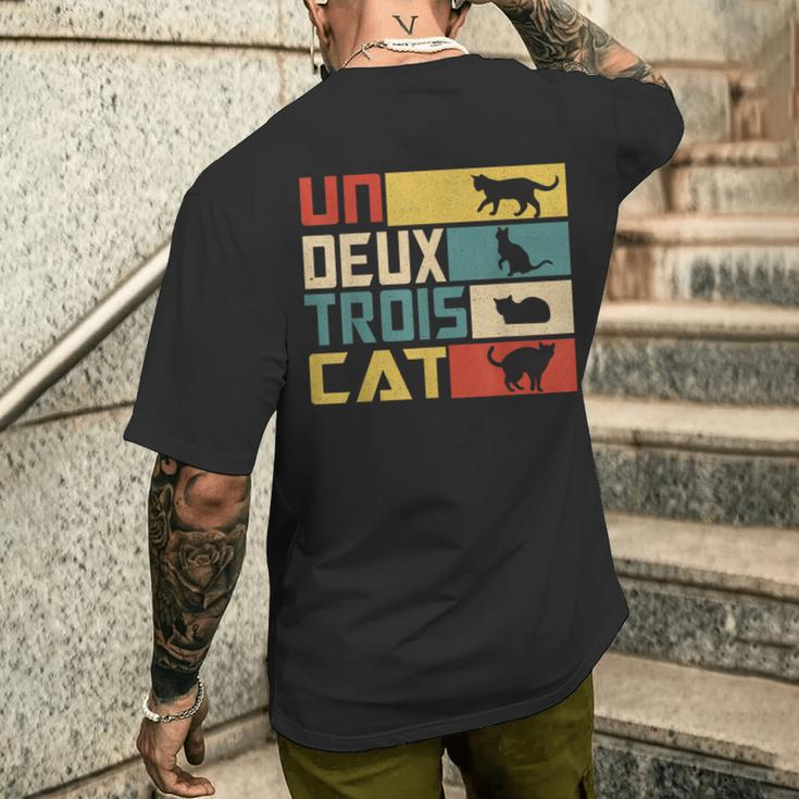 Un Deux Trois Cat French Word Game Cat T-Shirt mit Rückendruck Geschenke für Ihn